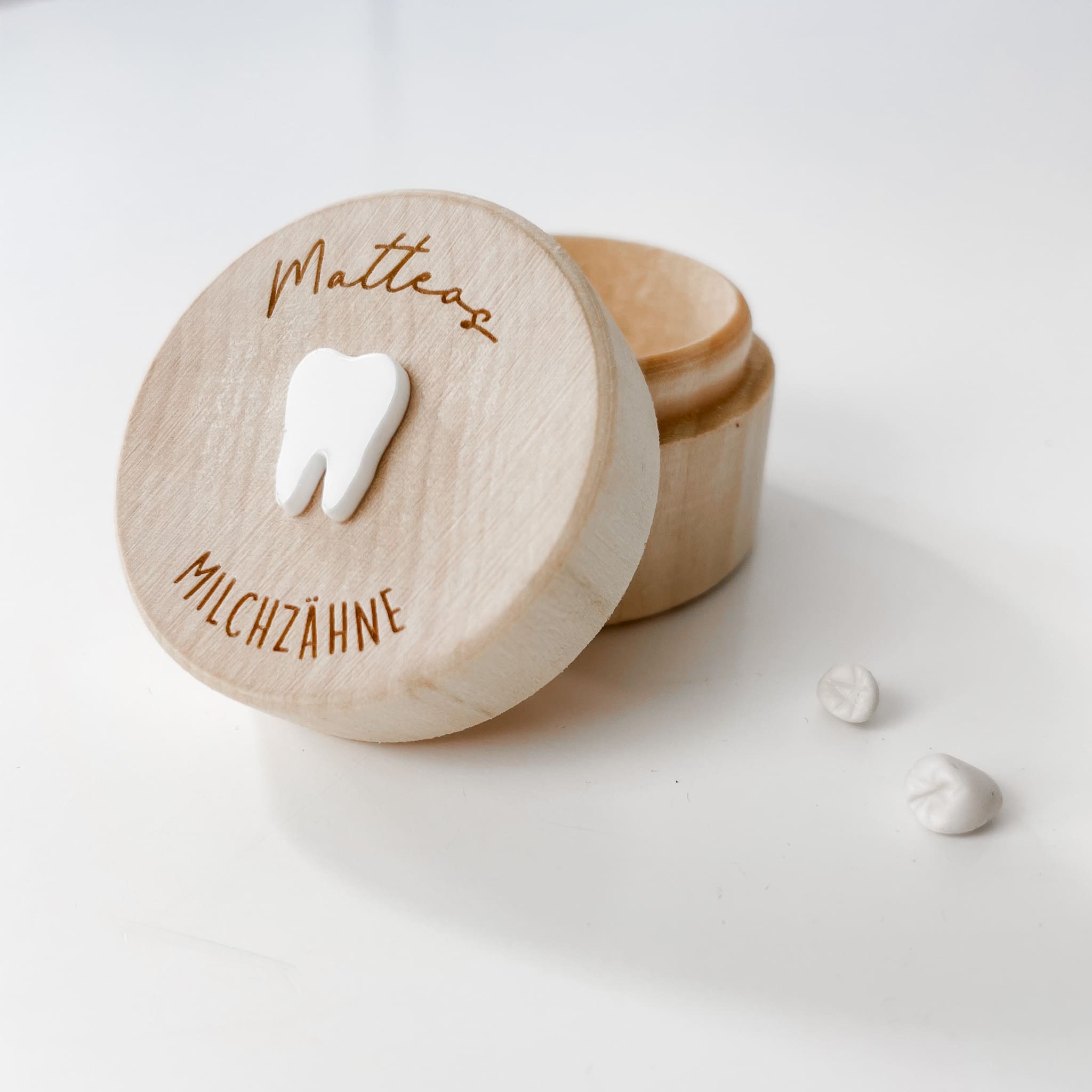 Milchzahndose Holz personalisiert