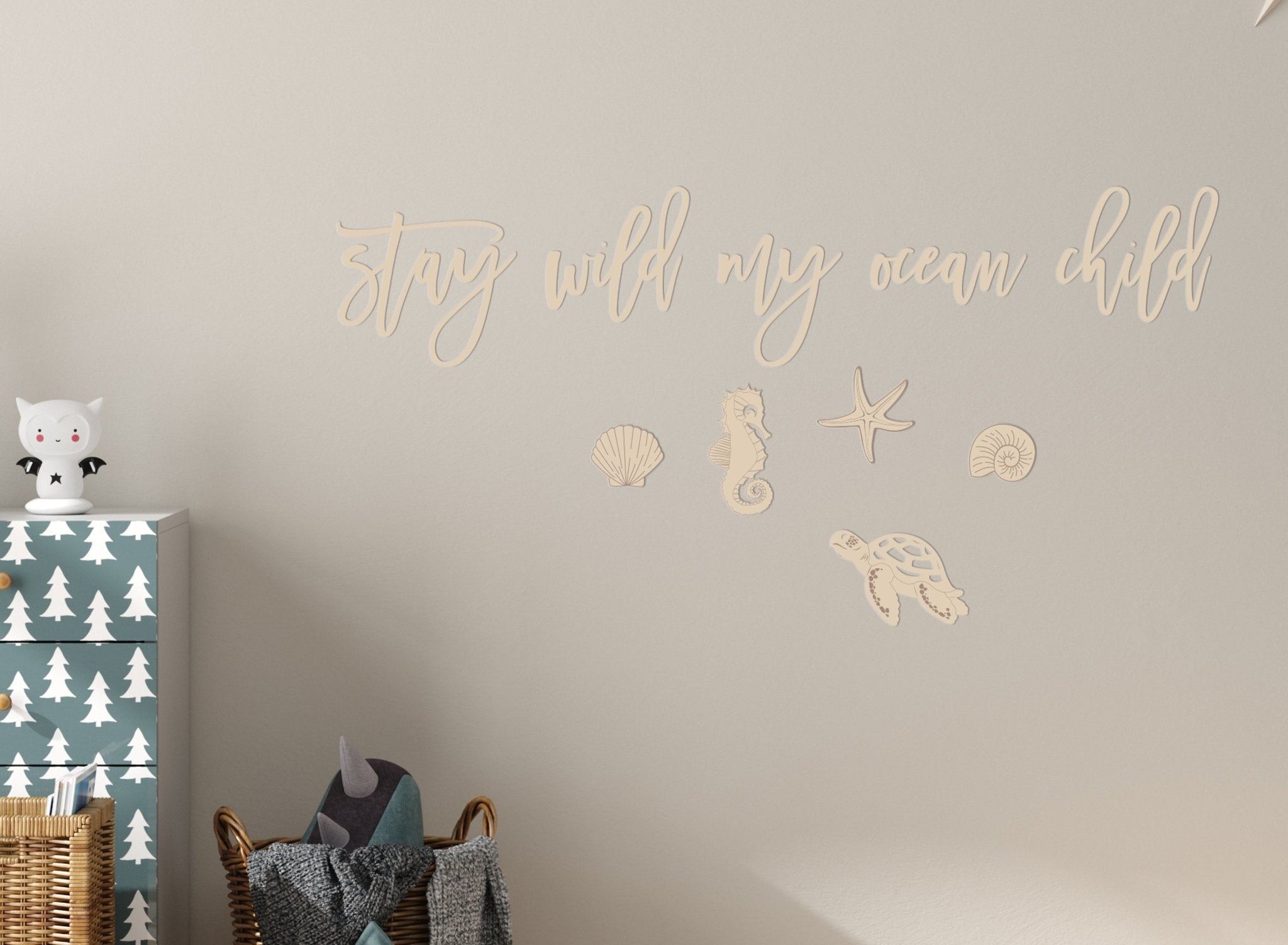 Holzdeko Kinderzimmer | Stay wild my ocean child - XXL Sprüche | 3D Schriftzug | lyllevenn-store